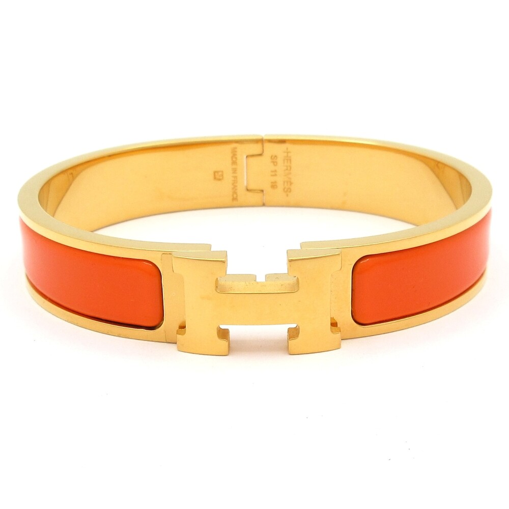 Hermès Clic H Bangle Gold Orange
